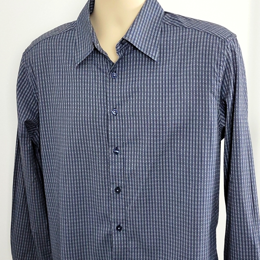Level Ten - Men's Casual Button Up - (L) Blue